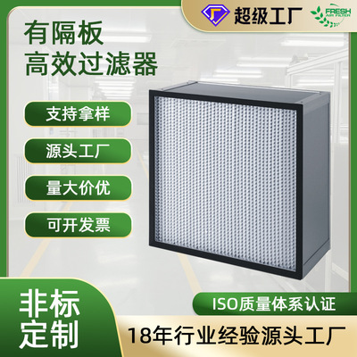 富瑞希h13过滤器洁净室无尘车间定制 有隔板高效空气过滤器工业用