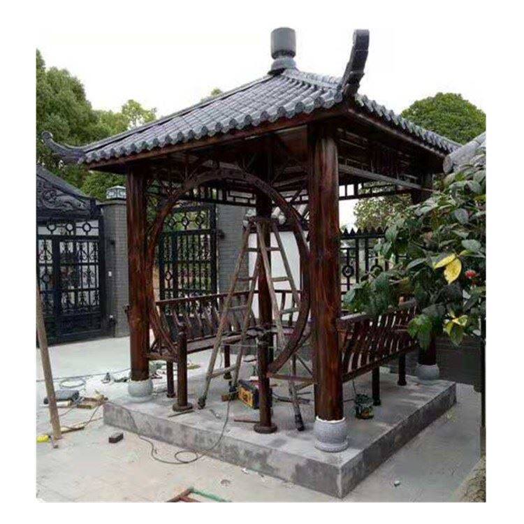 户外古建四角凉亭 古建八角凉亭 树脂瓦六角凉亭 实木凉亭图片