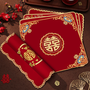 结婚喜帕全棉高档红色喜字重工刺绣方巾婚礼新娘手帕陪嫁手绢婚庆