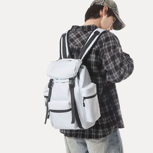 工装双肩包男款尼龙中性美式高街大容量运动背包男新款大学生书包