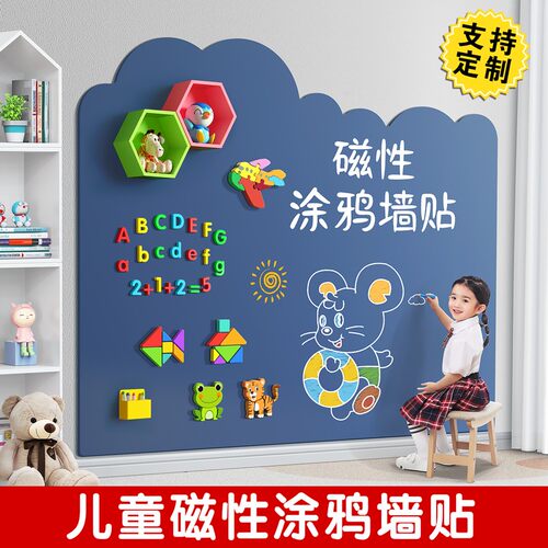 【白板】磁性黑板墙贴家用可擦写儿童涂鸦墙家庭教学磁吸软画板