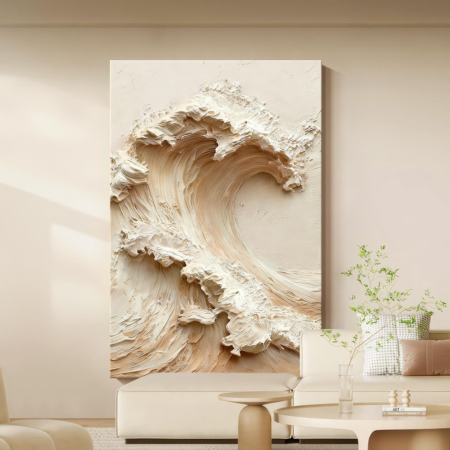 风生水起客厅装饰画油肌理