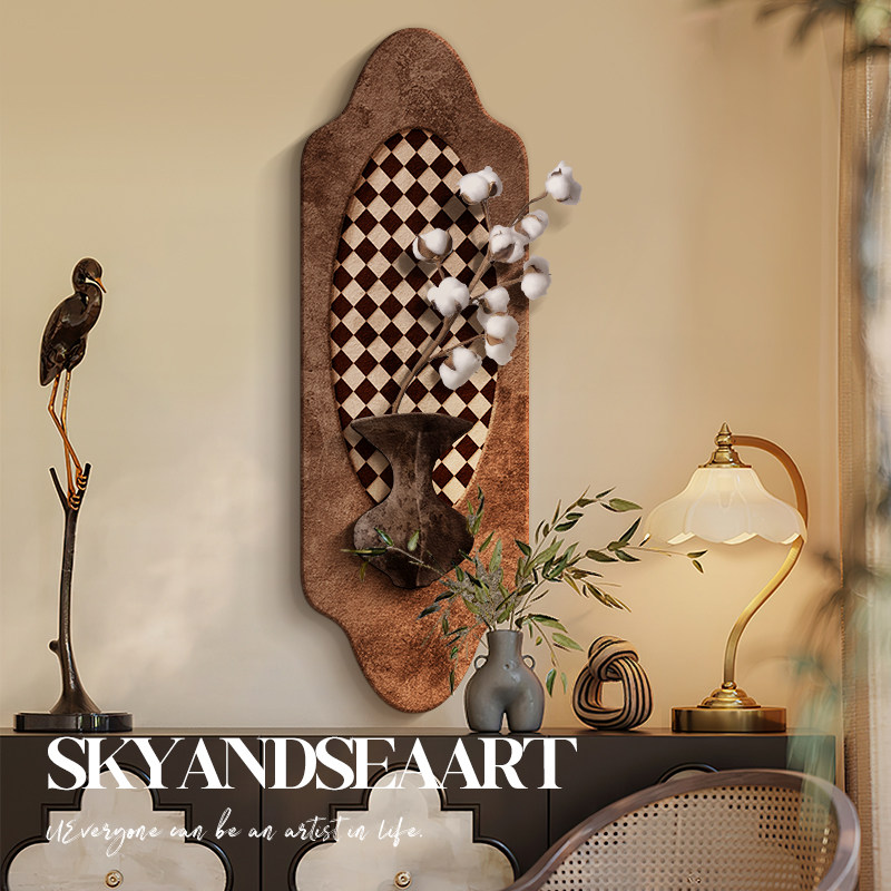 中古风玄关装饰画法式南洋复古客厅沙发背景墙挂画高级感墙上挂件