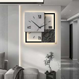 奶油风钟表挂钟客厅2025新款电视背景墙装饰画时钟挂墙高级感挂画