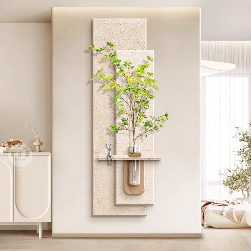 奶油风玄关装饰画高级感走廊过道挂画简约立体法式客厅入户门壁画