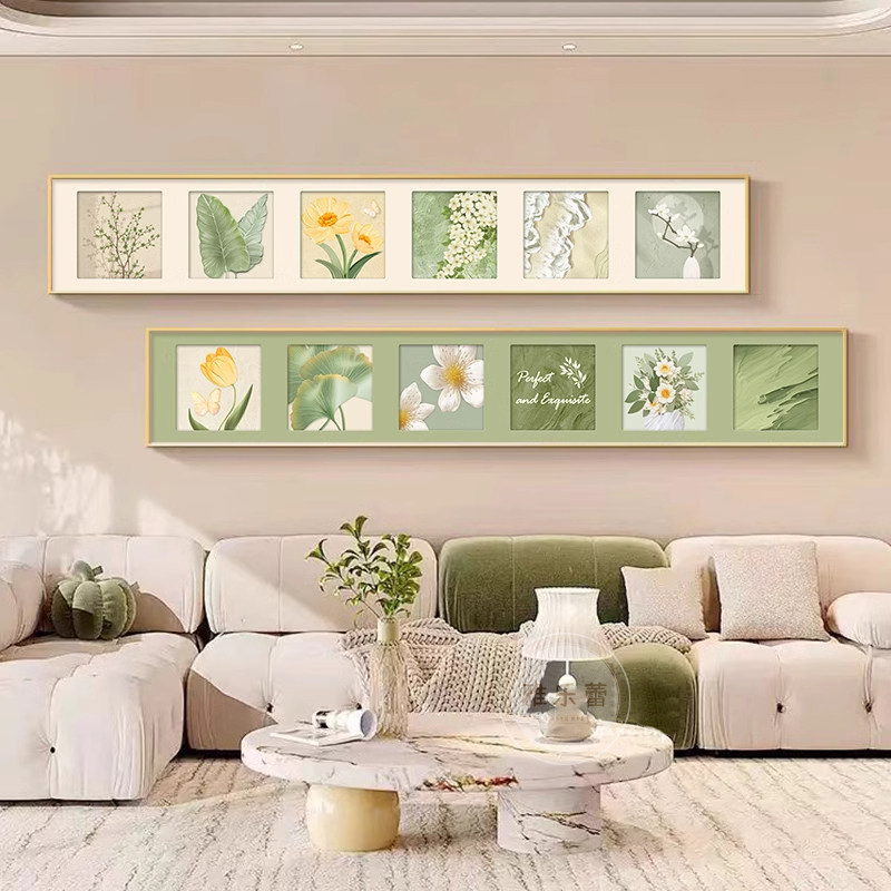奶油风客厅装饰画2026新款沙发背景墙挂画小清新植物花卉两联壁画