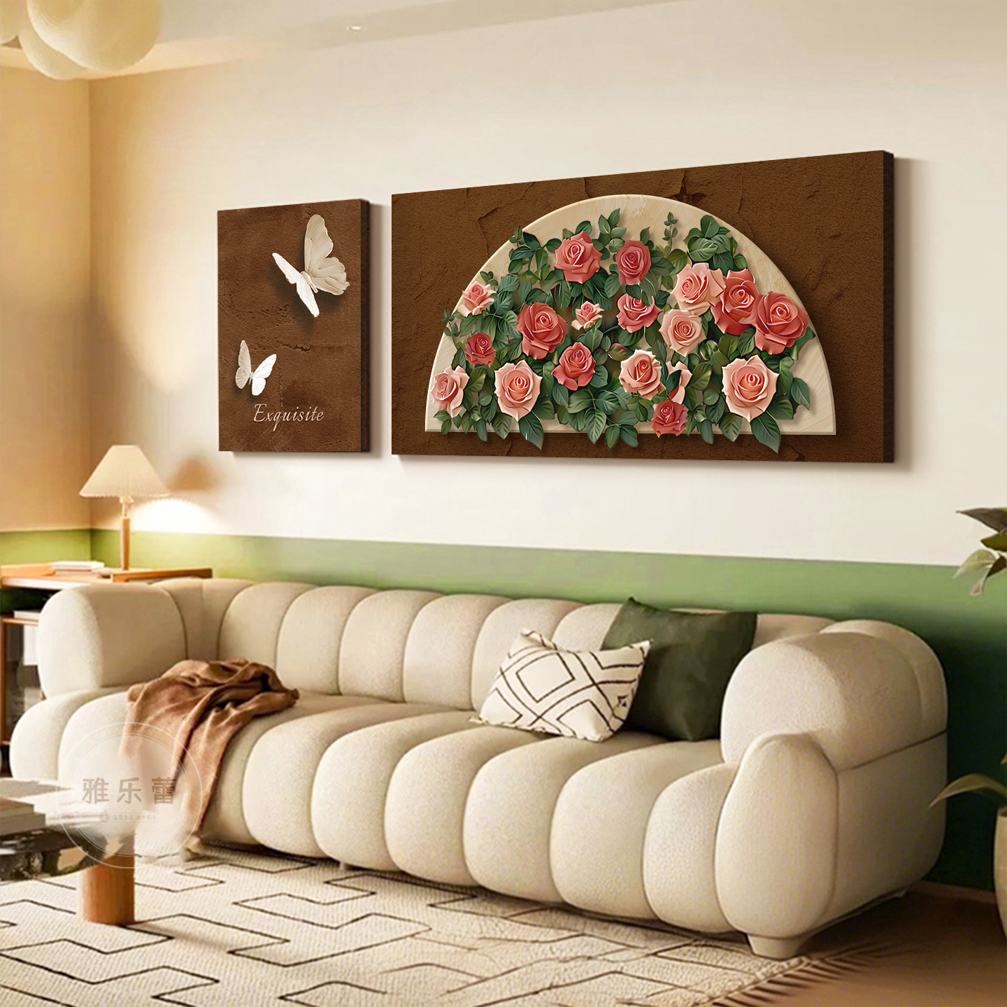 法式复古客厅装饰画玫瑰花