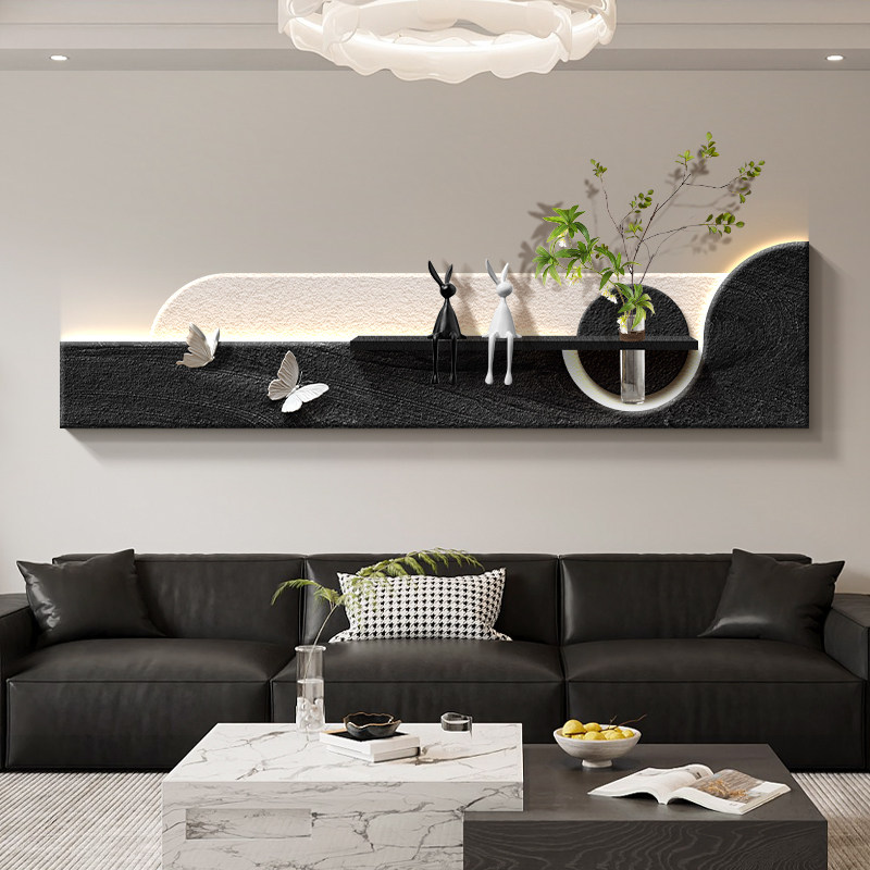 轻奢高级感客厅沙发背景墙装饰画水培绿植高端挂画立体砂岩壁灯画,家居饰品,现代装饰画,淘宝优惠券,粉丝福利购,淘宝优惠卷