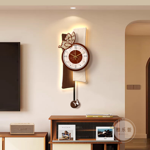 中古风钟表挂钟客厅2026新款轻奢高级感时钟挂墙电视背景墙装饰画