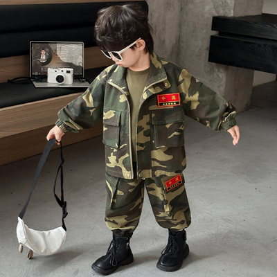 国庆儿童表演服男童迷彩服套装幼儿园特种兵军训演出服户外运动服