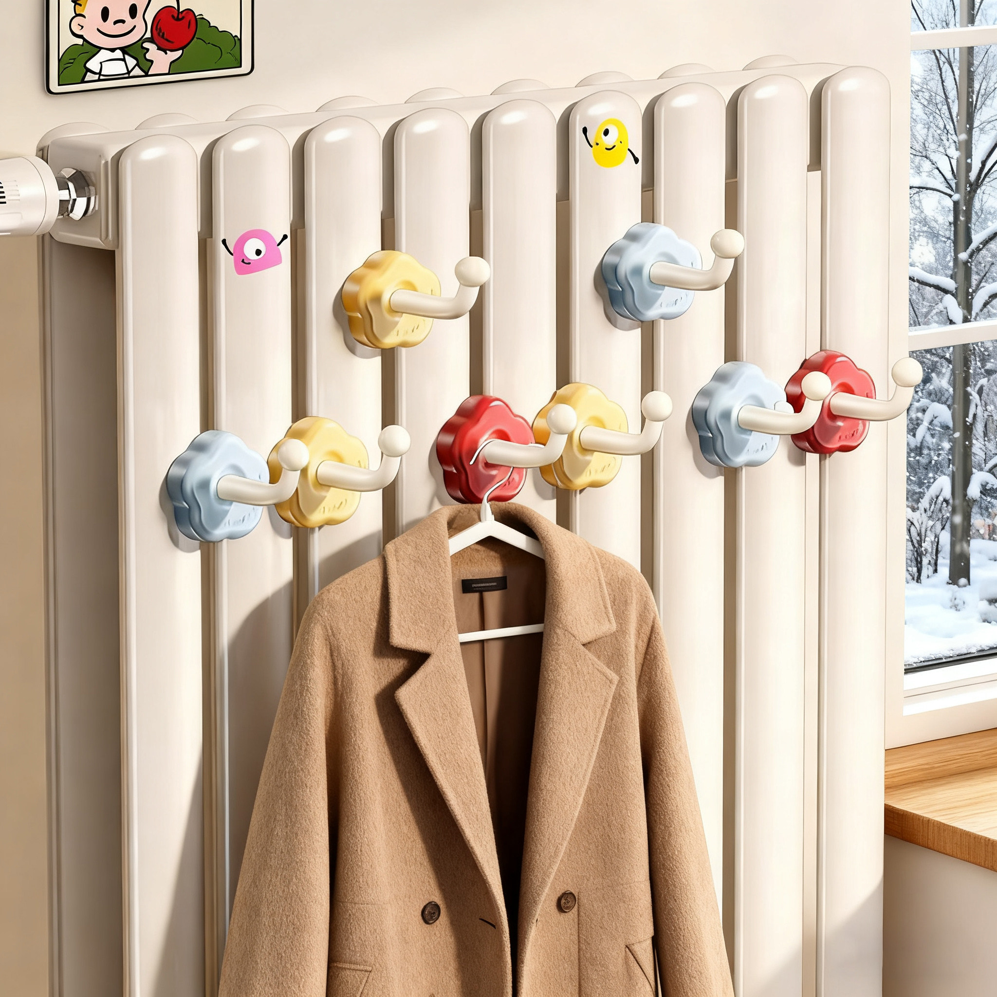 汤能一品多巴胺暖气片挂钩晾衣架专用置物架家用烘干凉晒衣架神器