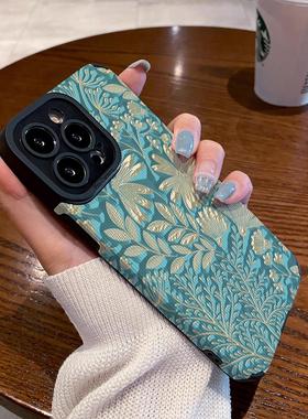 DZ适用苹果16promax手机壳新款iPhone15硅胶14plus绿色13pro全包12防摔11高级感xsmax女款8可爱7简约图腾花朵