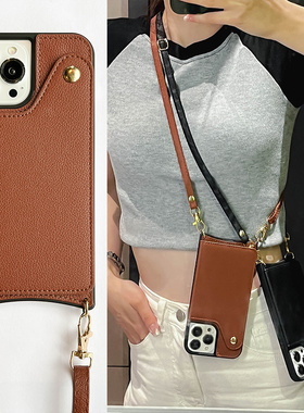 木年沛适用苹果16手机壳新款iPhone15翻盖15promax插卡12白色12pro斜挎x可背xr挂绳13女款14plus背带7卡套8