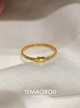 S925银素圈极细金色戒指女高级感