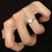 925纯银戒指时钟开口食指戒女百搭ins风树叶尾戒时尚 指环气质 个性