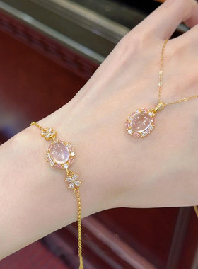 金色仿水晶蛋面繁花手链女高级感