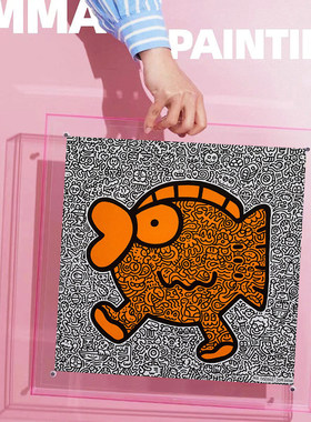 凯斯哈林装饰画MrDoodle波普风透明亚克力相框摆画涂鸦摆台摆件