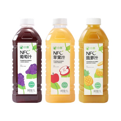 小象苹果汁菠萝汁葡萄NFC果汁饮料饮品1L组合果汁饮料