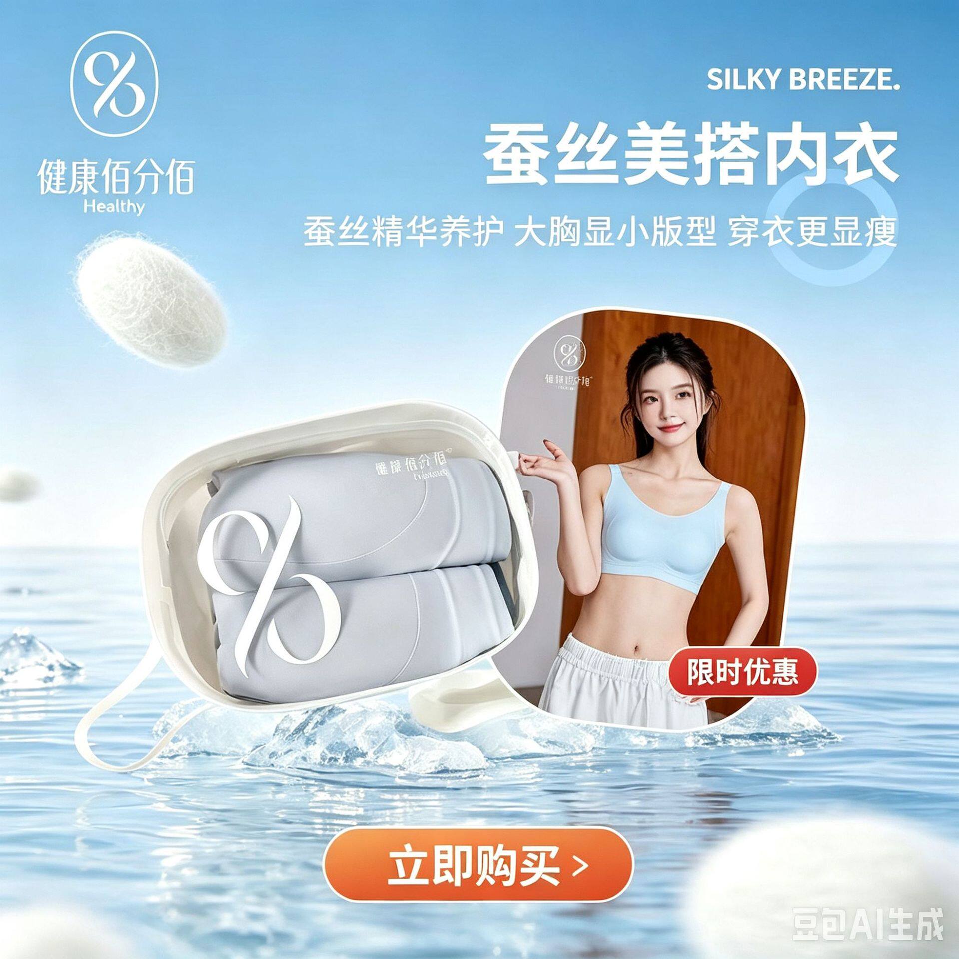 健康佰分佰蚕丝美搭文胸