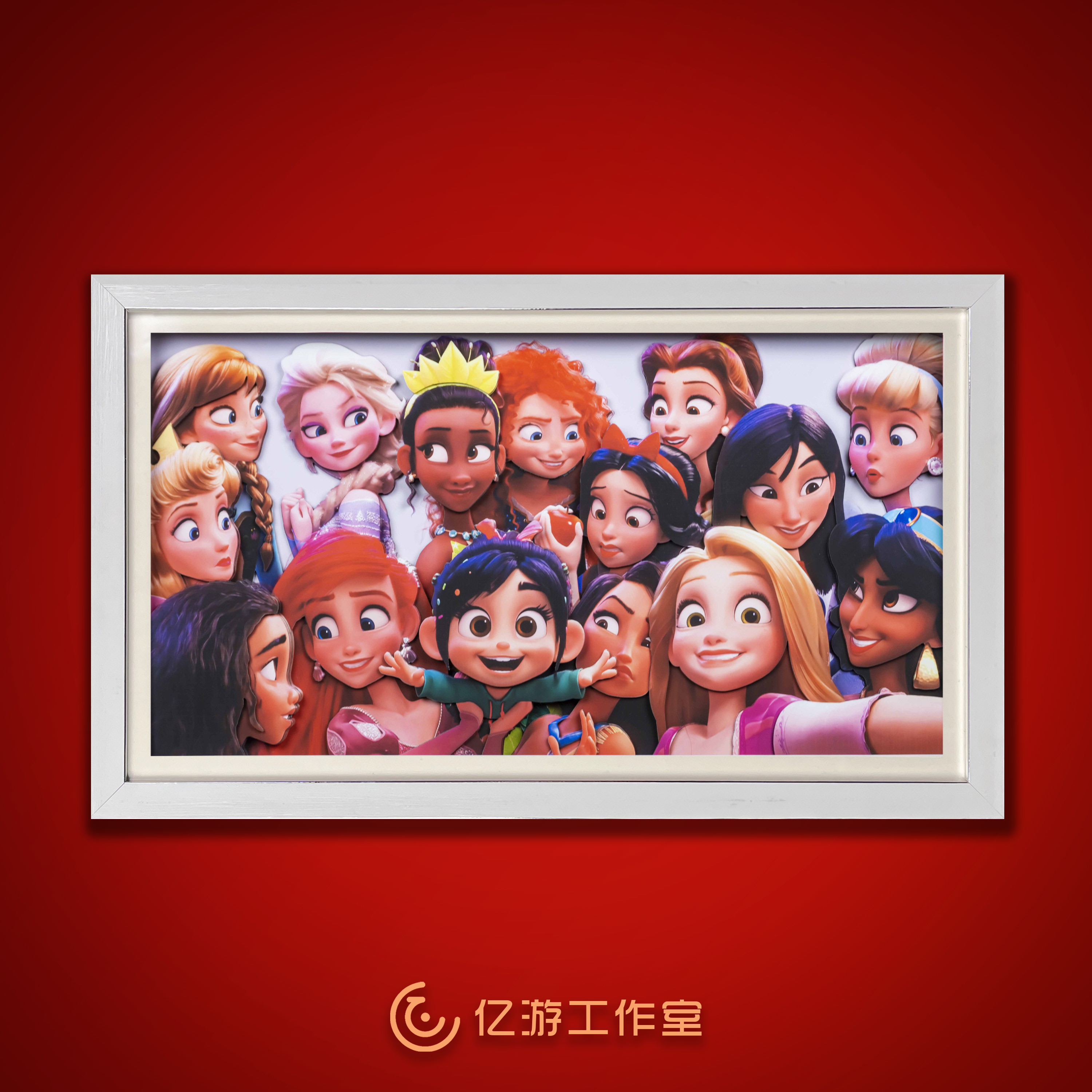 【亿游】迪士尼爱莎公主人物合集立体画白雪公主3d装饰画生日礼物