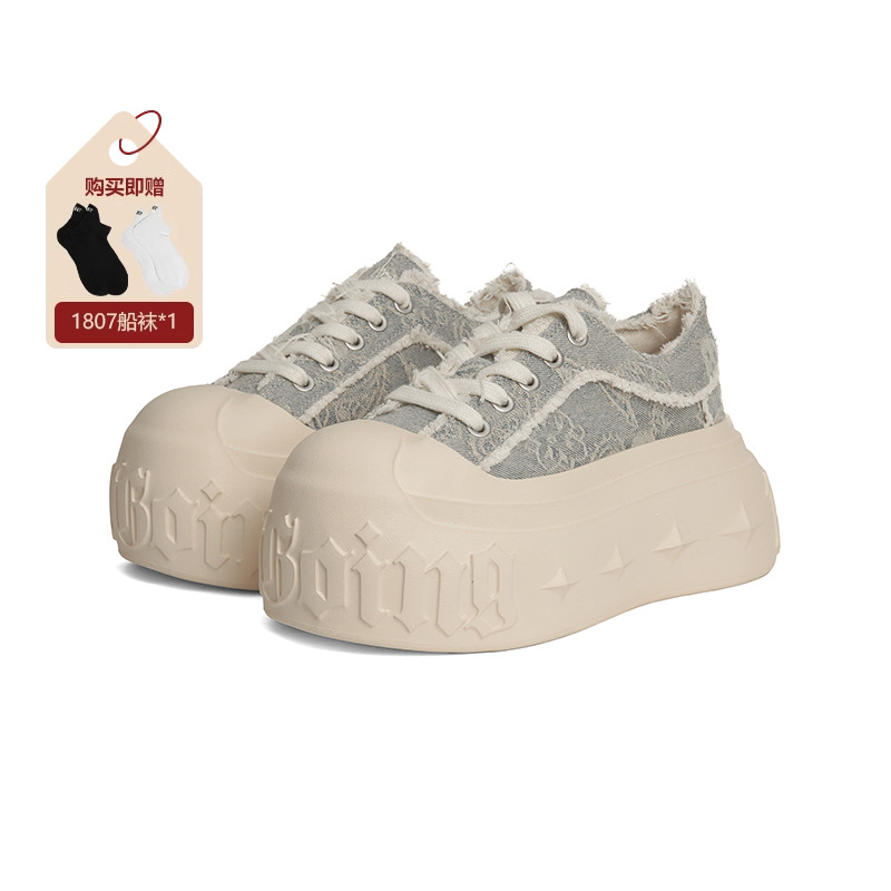 1807厚底增高腰果花版帆布鞋