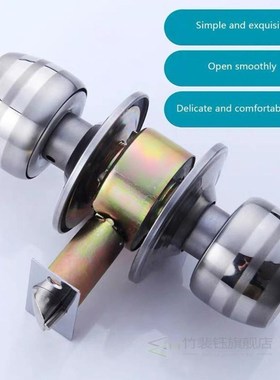 Door Lock Handles With Locks Gate Privacy Pass Round Sliver