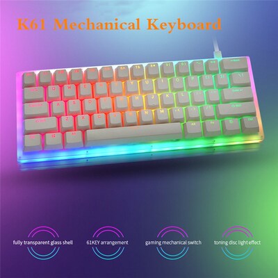 K61 61 Keys Mechanical Gaming Keyboard Gateron Switch Wired
