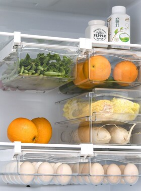 Plastic Clear Fridge Organizer Slide Under Shelf Drawer Box