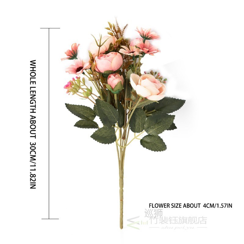 12 Heads Silk Rose Artificial Flower Gerbera Daisy Fake Flow