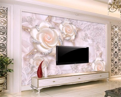 Beibehang 3d pink pearl three   flowers jewelry background