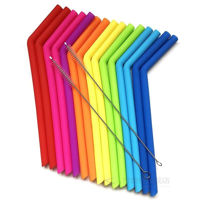 15 pack reusable silicone straws flexible easy to clean with