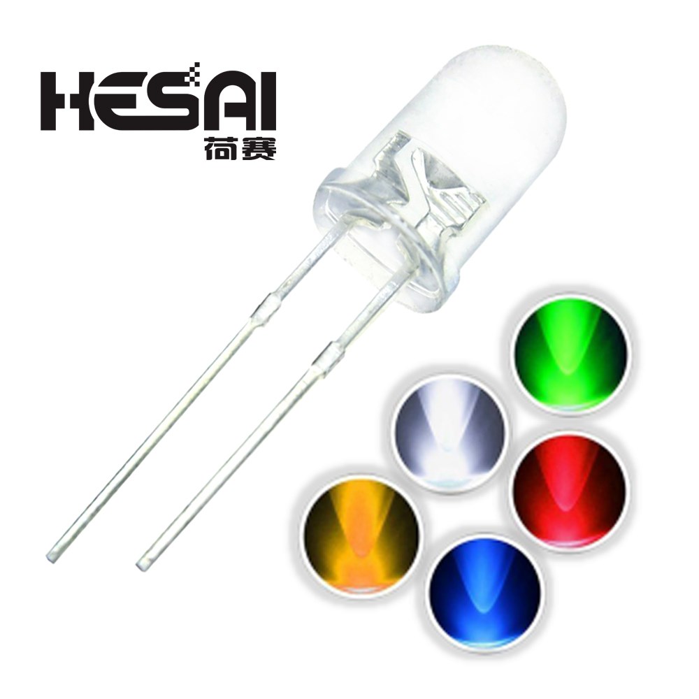 100pcs/lot F5 5 Colors ltra Bright 5MM Round Water Clear Gre