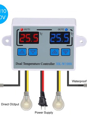 KKMOON XK-W1088 Dual Digital Two Relay Output Thermoregulato