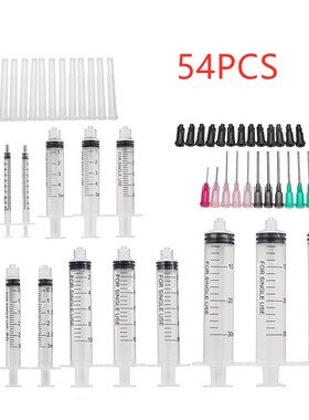 54Pcs 1ml/3ml/5ml/10ml/30ml Plastic Syringes With Blunt Tip