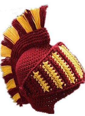 Spartan Helmet Knight Crochet Hat Knitted Hat Ski Funny