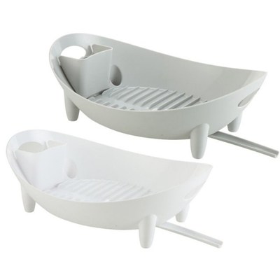 Dish Drying Rack Oval Shaped Drainer with Utensil Holder Pla