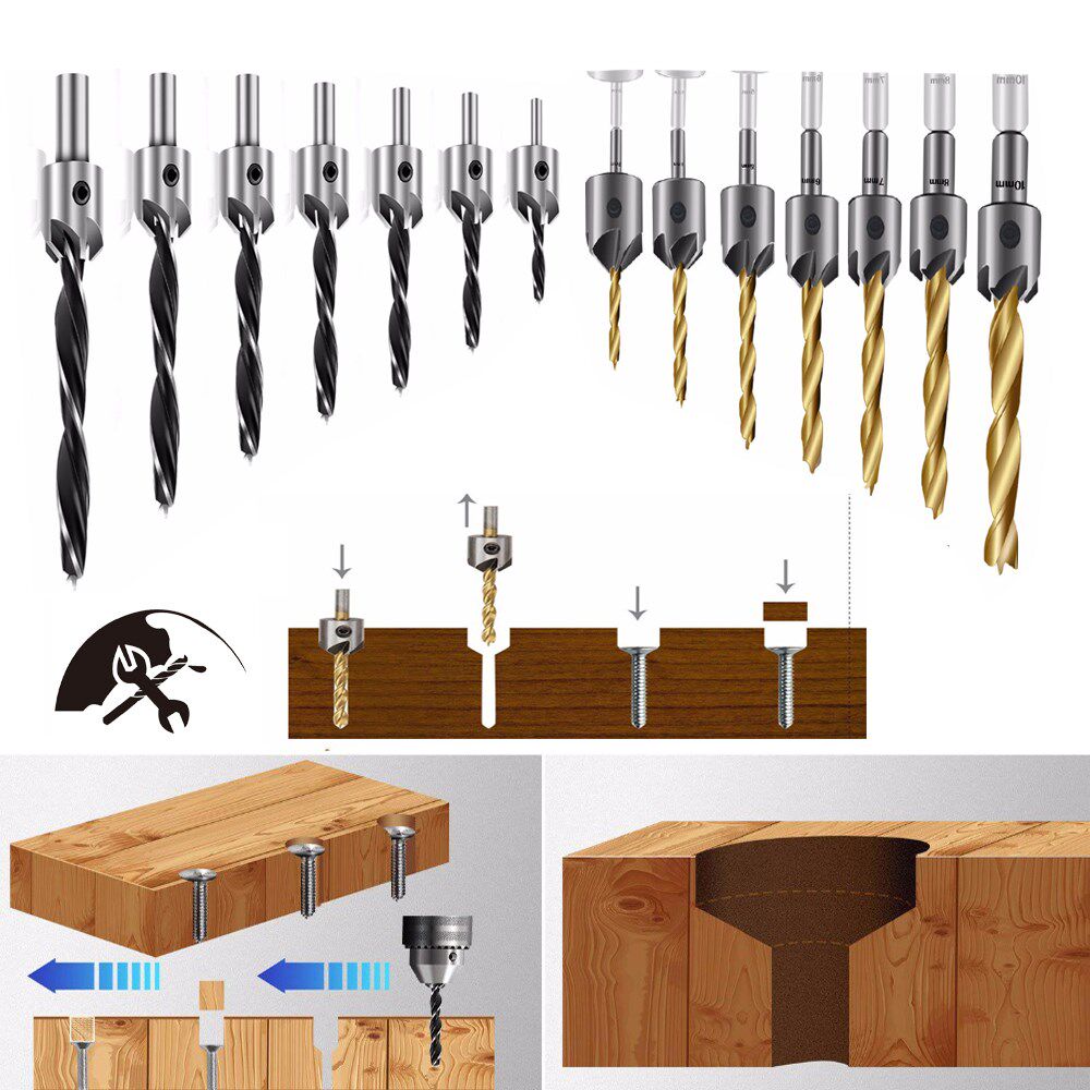 countersink drill woodworking drill bit set drilling pilot h
