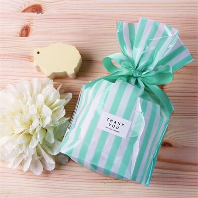 10pcs Bow Stripe Dragee Black Box Gift Bags Wedding Candy Bi