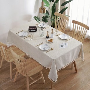 Linen Tablecloth Lace Rectangular Table Cloth Coffee for Liv