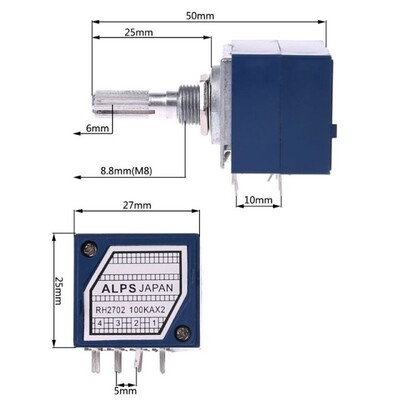 8 Pin Potentiometer RH2702 Serrated Split Shaft 6MM Precisio
