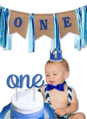 One Year Birthday Gift Hat Tie 1st Birthday Banner Kids Happ