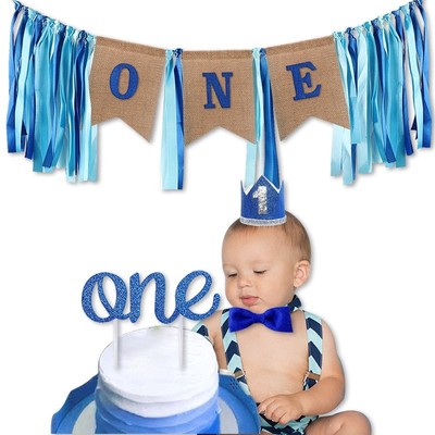 One Year Birthday Gift Hat Tie 1st Birthday Banner Kids Happ