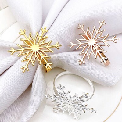 1PC New Christmas Snowflake Shaped Napkin Rings Dinning Tabl
