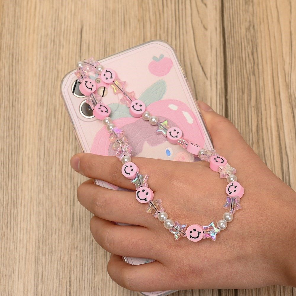 2021 newest colorful acrylic bead smile mobile phone chain c