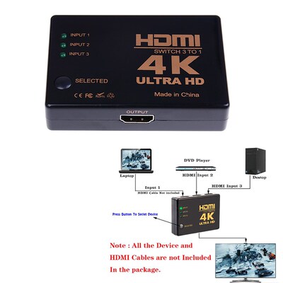 3 Port 4K*2K Switcher Splitter Selector Box Ultra HD HDMI Sw