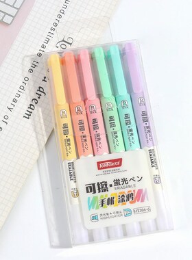 Double Head Erasable Highlighter Pen Markers Fluorescent Pen