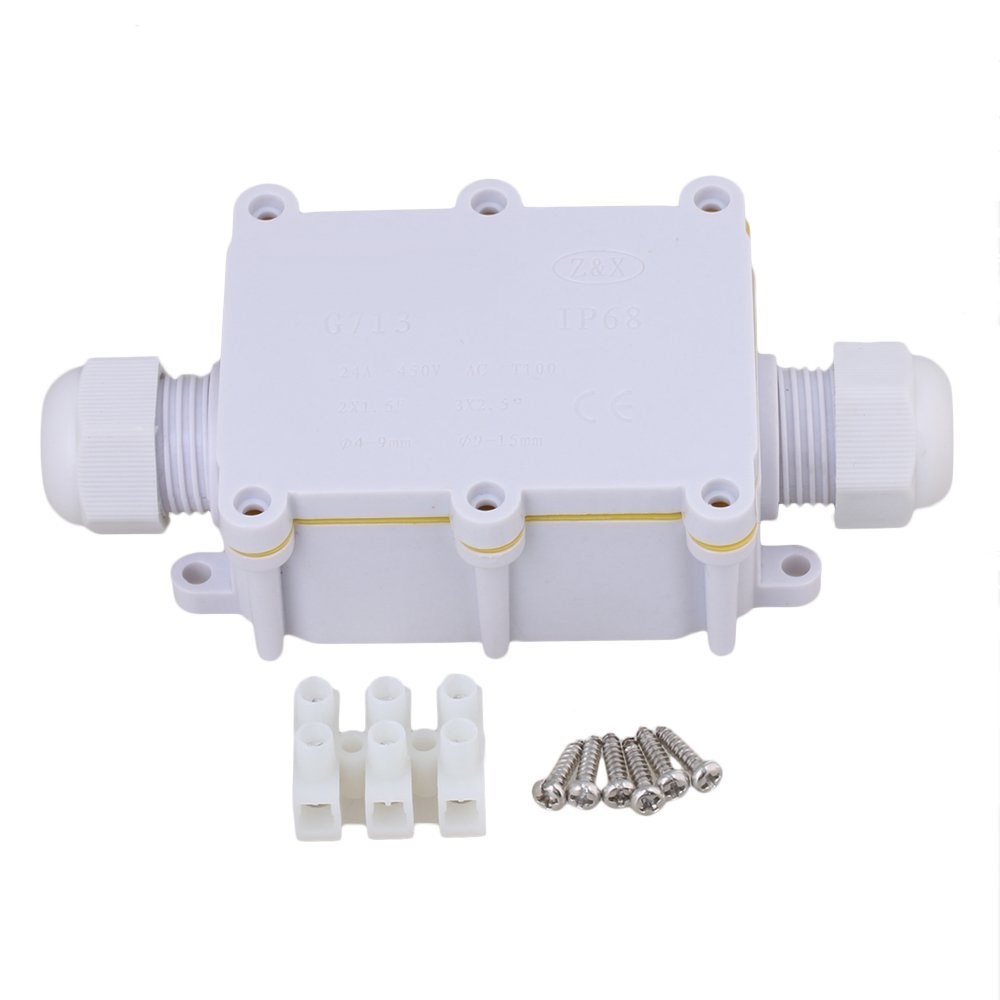 White 2 Way Outdoor Cable Wire Connectors Junction Box IP68