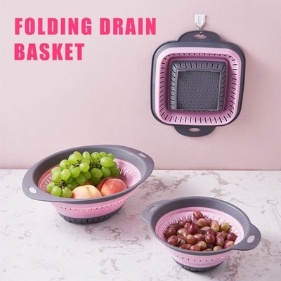 Storage Basket Collapsible Silicone Kitchen Colander Straine