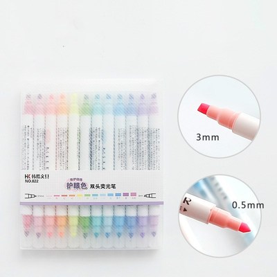 12pcs Highlighter Double-head Art Marker Pens Pastel Liquid