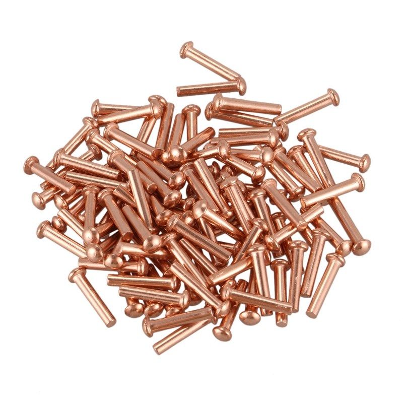 100 pcs 5/64inch x 25/64inch round head copper solid rivets